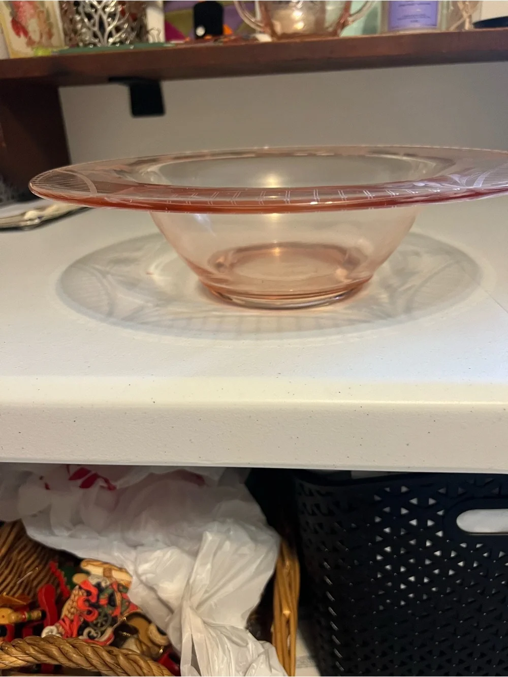 Vintage Pink Depression Glass Serving Bowl - Elegant Pink Glass Centerpiece